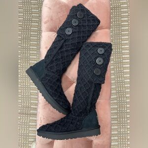 UGG Cardy Knit Button Boots – Black • Size 6 • ORIGINAL Design • Hard to Find!